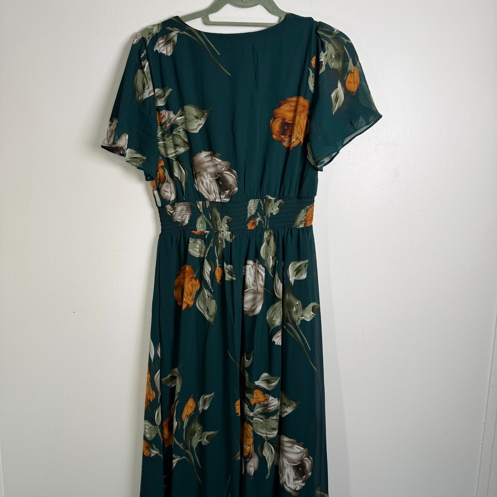 Baltic Born Birdie Maxi Dress Deep Topaz Floral M Teal Orange V-Neck NWT - Picture 9 of 10